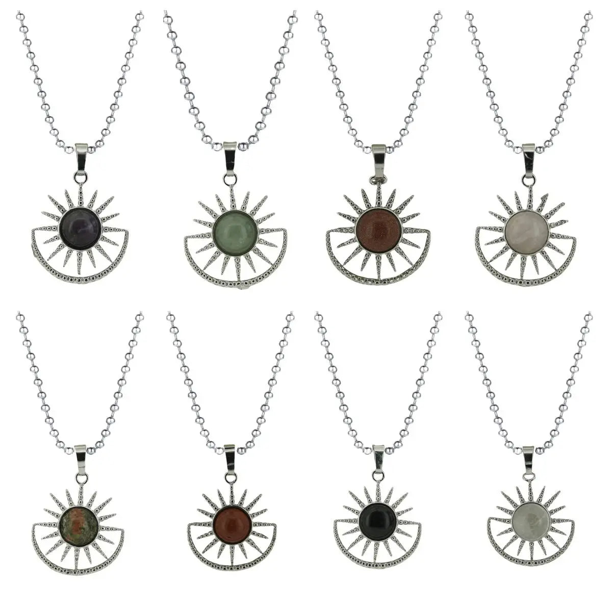 Best Sell Wholesale Fashion Lady Jewelry 2024 Hot Selling Opalite Crystal Gemstone Sun Shape Pendant Necklace