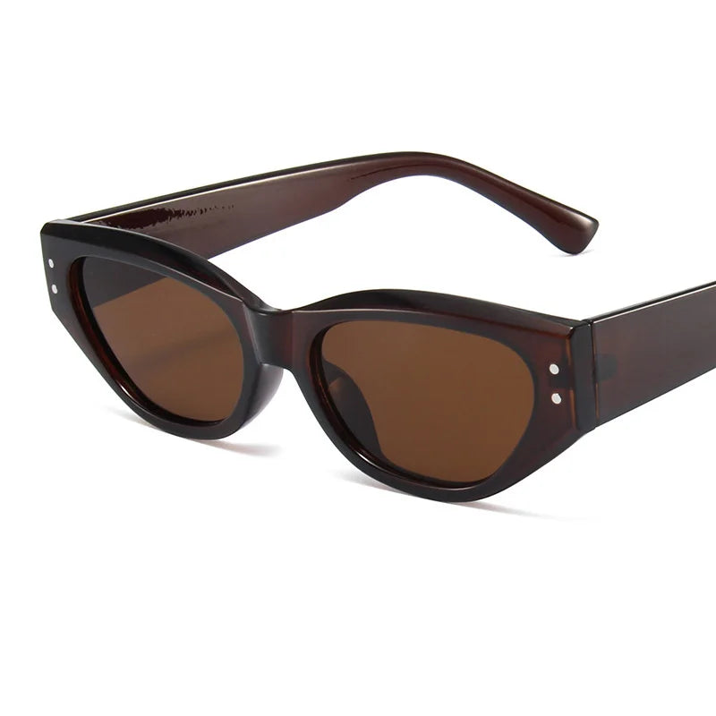 2022 New Fashion Sunglasses Black Shades Women Oval Small Cat Eye Sun Glasses Black Brown Eyewear Uv400