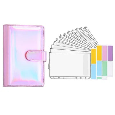 A6 Macaron Journal Notebooks Customizable Loose-leaf Spiral Budget Binder with Cash Envelopes Binder PU Leather Notebook Set