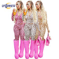 2025 Spring New Arrival Women Clothes 2 Piece Outfits Long Crop Top Leopard Casual Hooded Sweat Suit Women's Two Piece Sets