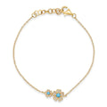 Milskye Personality Jewelry for Women 925 Silver 18k Gold Pleated Delicate Double Diamond Turquoise Flower Bracelets
