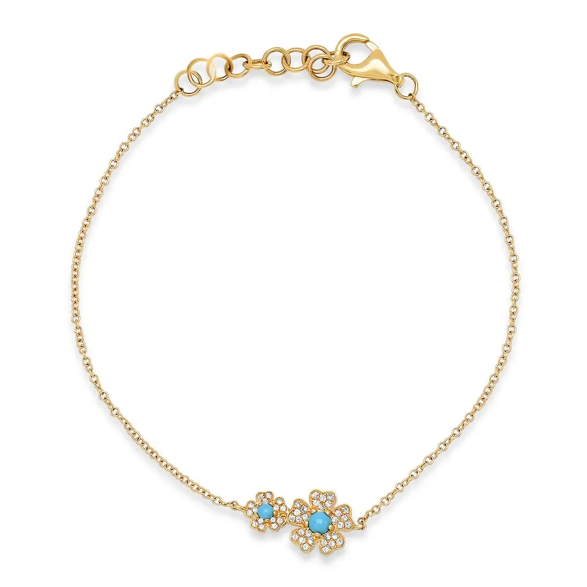 Milskye Personality Jewelry for Women 925 Silver 18k Gold Pleated Delicate Double Diamond Turquoise Flower Bracelets