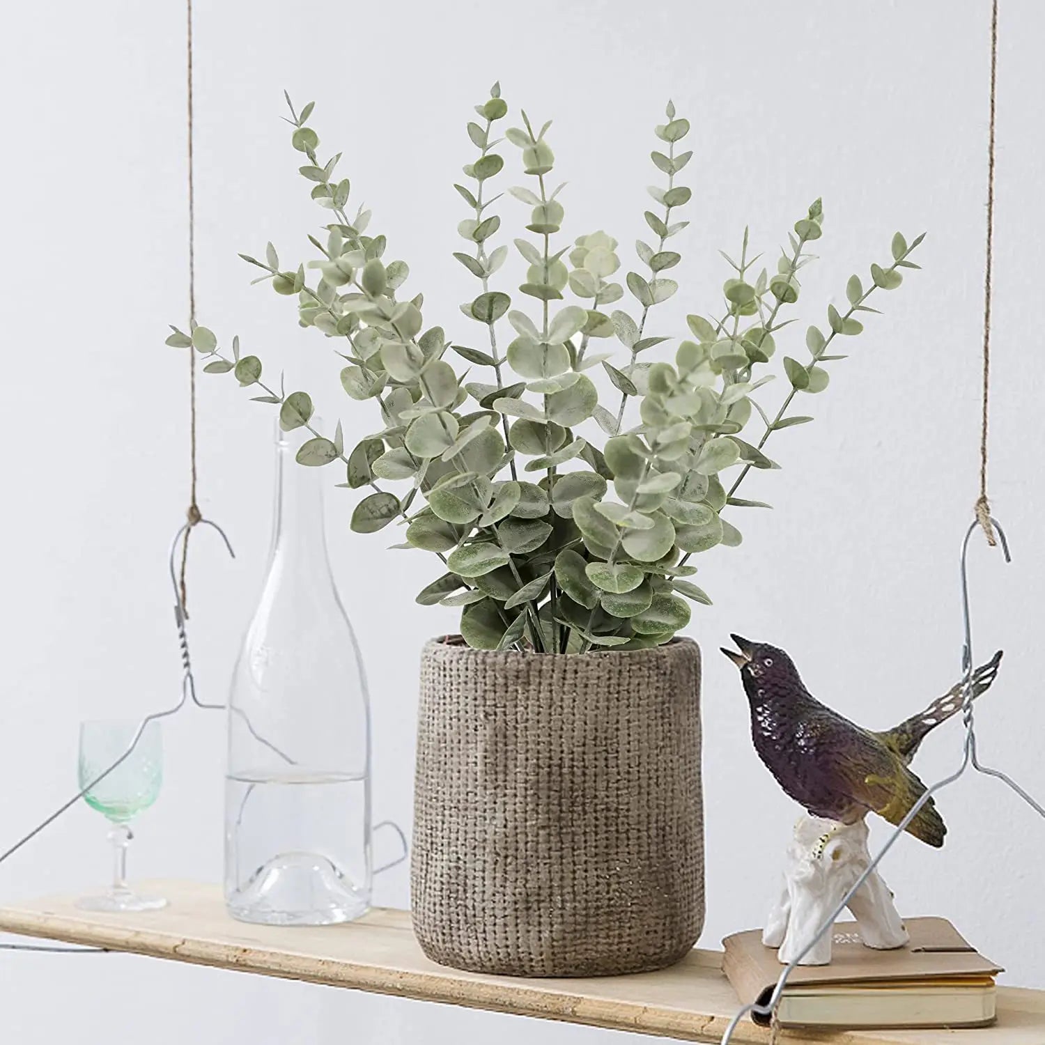 M820 Wholesale Artificial Plastic PVC Eucalyptus Leaf Single Eucalyptus Leaves Stem for Home Decor