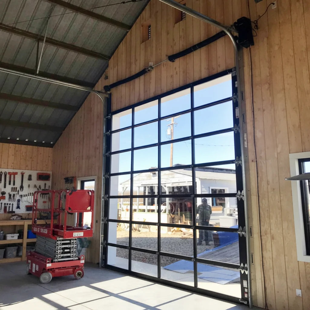 Modern Electric Automatic Black Steel and Aluminum Garage Doors with Motor Anti-Theft Sectional Door Design Finished Surface