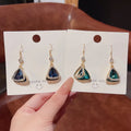 S925 Silver Needle Geometric Vintage Zircon Green Crystal Triangle Earring Plated Metal Beads Round CZ Circle Stud Earrings