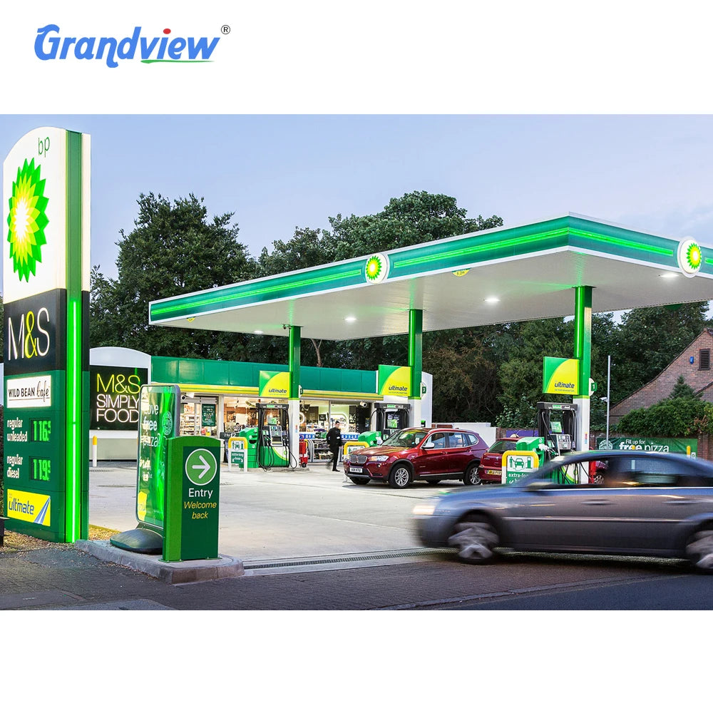 Gas Station Illuminating Price Pylon Signage Canopy Fascia Sign