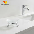 Bathroom Table Free Standing Chrome Plated Stainless Steel Shower Soap Dish with Glass Eco-Friendly for Hotel Use