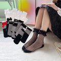 Wholesale White Black Lace Frilly Fishnet Bow Socks Summer Thin Mesh Fish Net Socks for Women