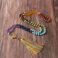 108 Mala Prayer Beads Healing Mala Necklace 7 Chakra Palm Tassel Necklace Natural Stone Meditation Spiritual Protection Necklace