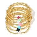 Go2boho Healing Stack Colorful Cross Bangles 18K Gold Filled Plated Beaded Bracelets Wholesale Fashion Jewelry for Women Trendy