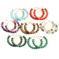 Boutique Stainless Steel Gold Natural Gemstone Black Green Red Stone rainbow Hoops Earrings Women Earring Jewelry