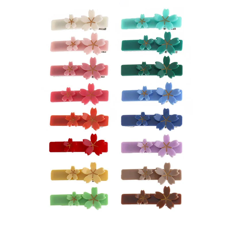 2022 Ins Fashion New Design Cute Sweet Girls Hair Accessories Acrylic Flower Hair Clips for Kids