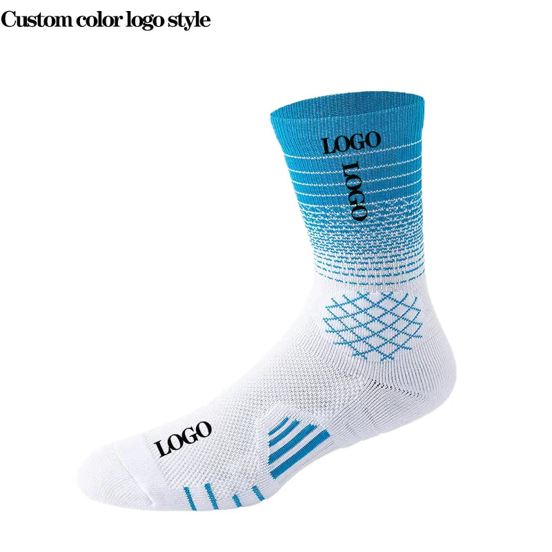 Unisex Elite Basketball Track Field Sports Socks 100% Cotton Anti-Slip Ankle High Custom Cuff Bottom Free Size for Kids Summer