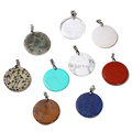 5pcs Stone Crystal Disc Pendant Pendant Necklace Jewelry Accessories DIY Handmade Material Wrapped Round Cake Beads