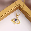 Factory Titanium Stainless Steel Evil Devil'S Eye Zircon Stone Gold Necklace Rose Cross Pendant Necklace