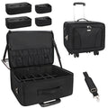 For Relavel Extra Large Fashionable Rolling Trolley Case with 4 Clear Portable Makeup Train Cosmetic Travel Organizer Zipper