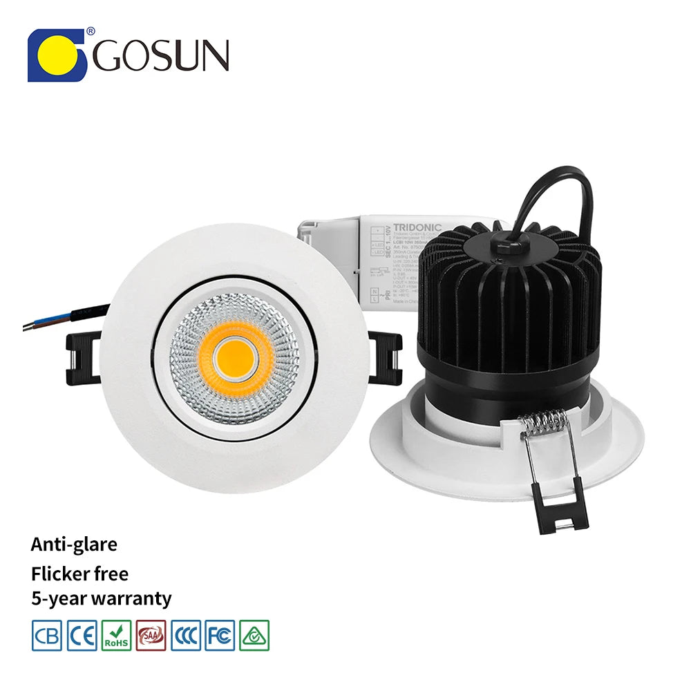 Anti-glare Aluminum 20w Downlight Multi-angle Black and White Adjustable Spotlight CRI90 LED Ceiling Light for Indoor