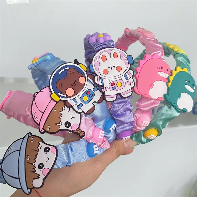 Hot Sale Astronaut Animals Cartoon Hairband Fabric Floral Girl Princess Headband Birthday Holiday Party Hair Accessories