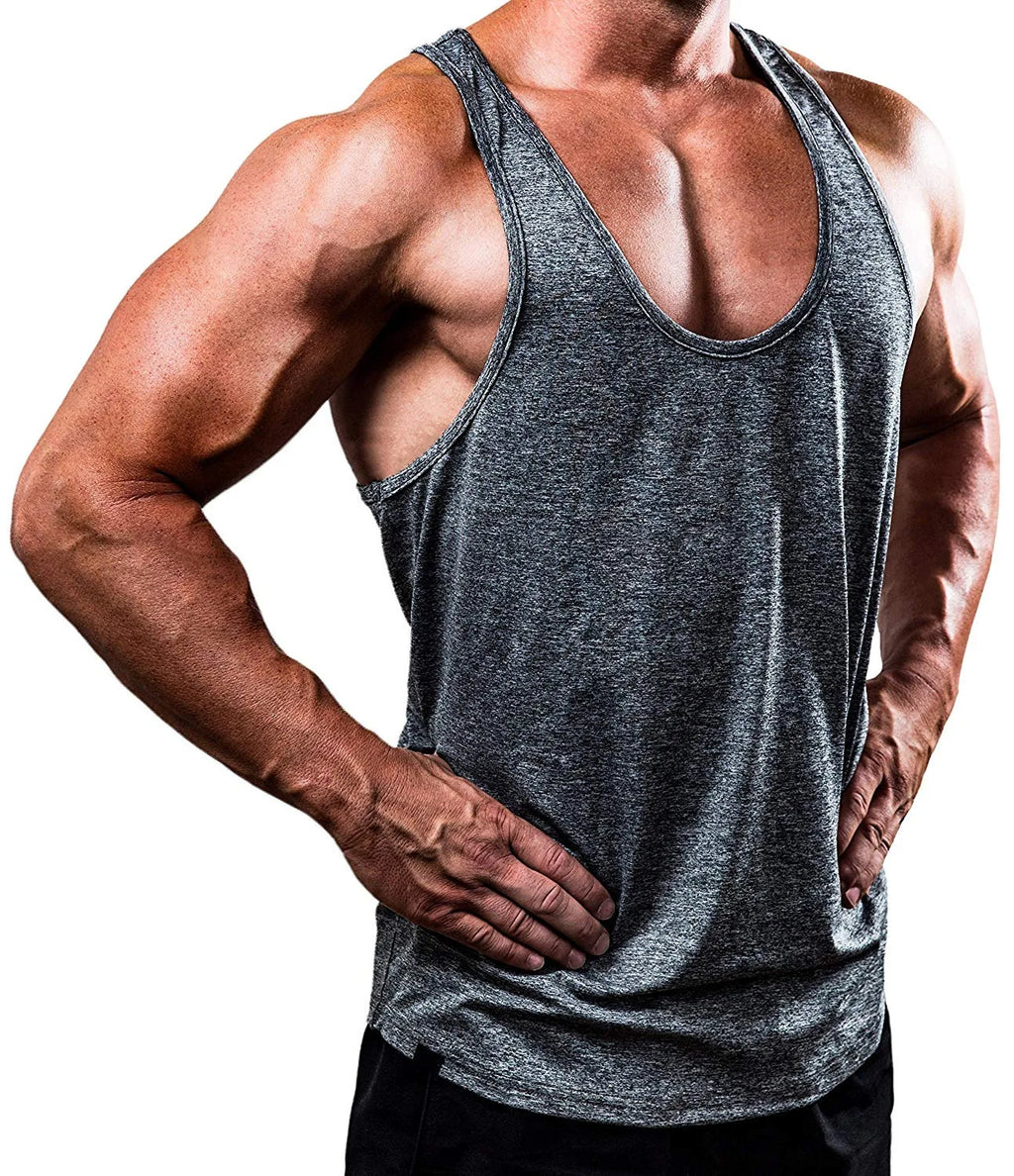 Custom Logo Design Solid Polyester Breathable Quick Dry Tank Top for Men Plus Size Gym Sports Workout Fitness Vest
