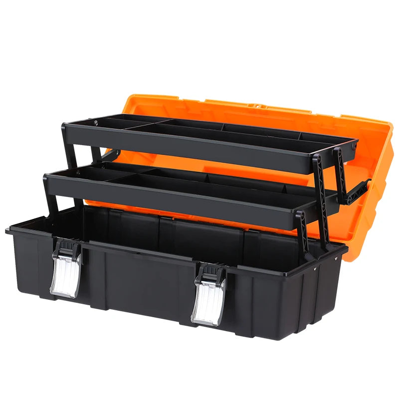 New Three-tier Foldable Tool Box Layered Storage Buckle 17" 19" Toolbox