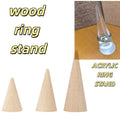 Exhibition Natural Wooden Cone Jewelry Engagement Ring Display Holder Storage Rack for Store