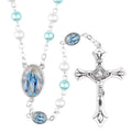 Religious Catholic Virgin Mary Jesus Rosaries 6mm Glass Pearl Bead Prayer Rosary Cross Necklace with Box