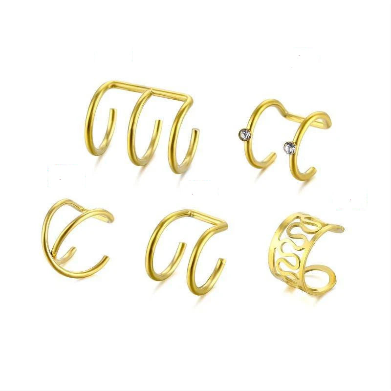 Stainless Steel Ear Cuff Earrings for Women Adjustable Non Pierced Earrings Girls Clip on Cartilage Helix Earrings