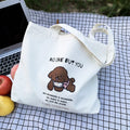Puppy Cartoon Illustration Women's Canvas Shoulder Bags Commute Simple Ladies Underarm Shopping Tote Portable Female Handbags