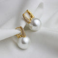 Fashion Jewelry Vintage Ball Gold Hoop Zircon Pearl  Unique Pearl Stud Earrings Piercing Jewelry for Womens