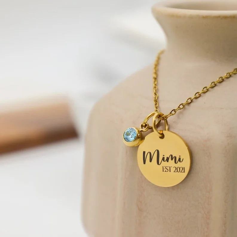 Personalized Name Necklace Customization Necklace Engraving Blank Round Pendant Stainless Steel Word Letter Message Necklace