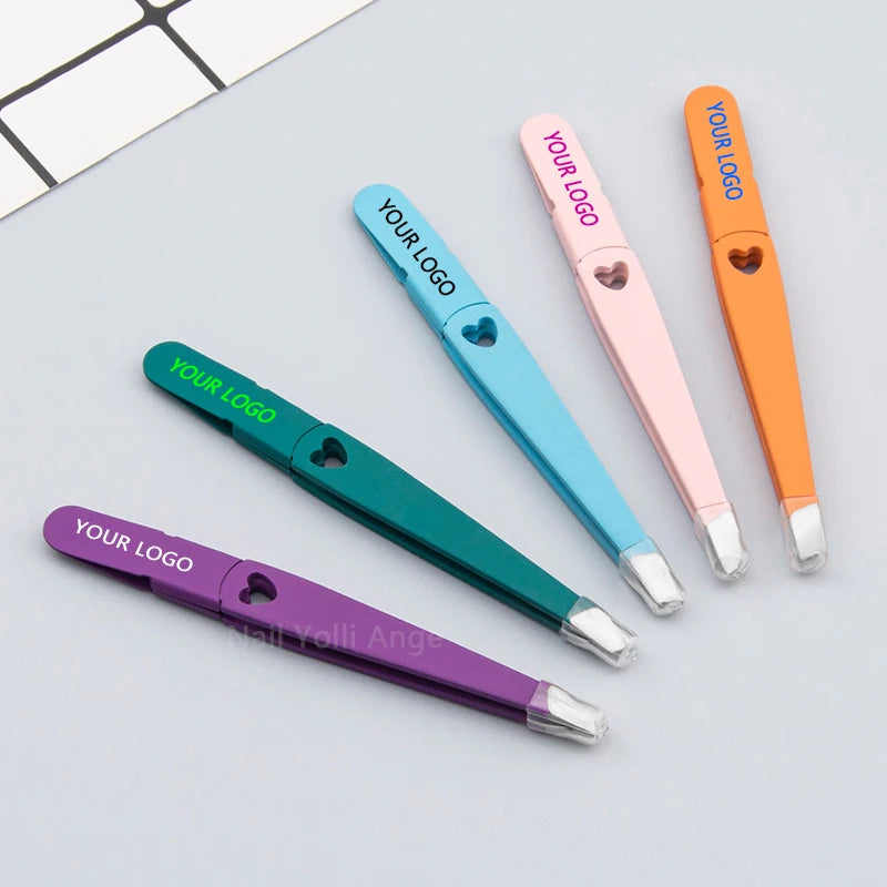 Unique-design No Slippery Matte Surface Eyebrow Tweezers Slanted Stainless Steel Angled Slanted Private Label