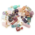GT ODM Vintage Semi-Precious Stone Crystal Flame Perfume Bottle Gold Plated Aromatherapy Essential Oil Pendant Necklace Link