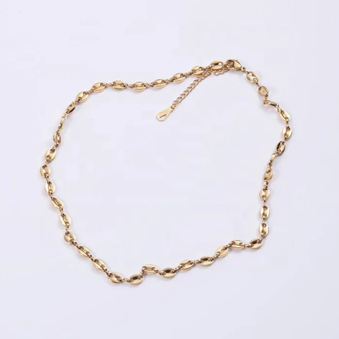 Ins Style Designer Stainless Steel Oval Shape Cuban Link Chain Choker Necklace for Women