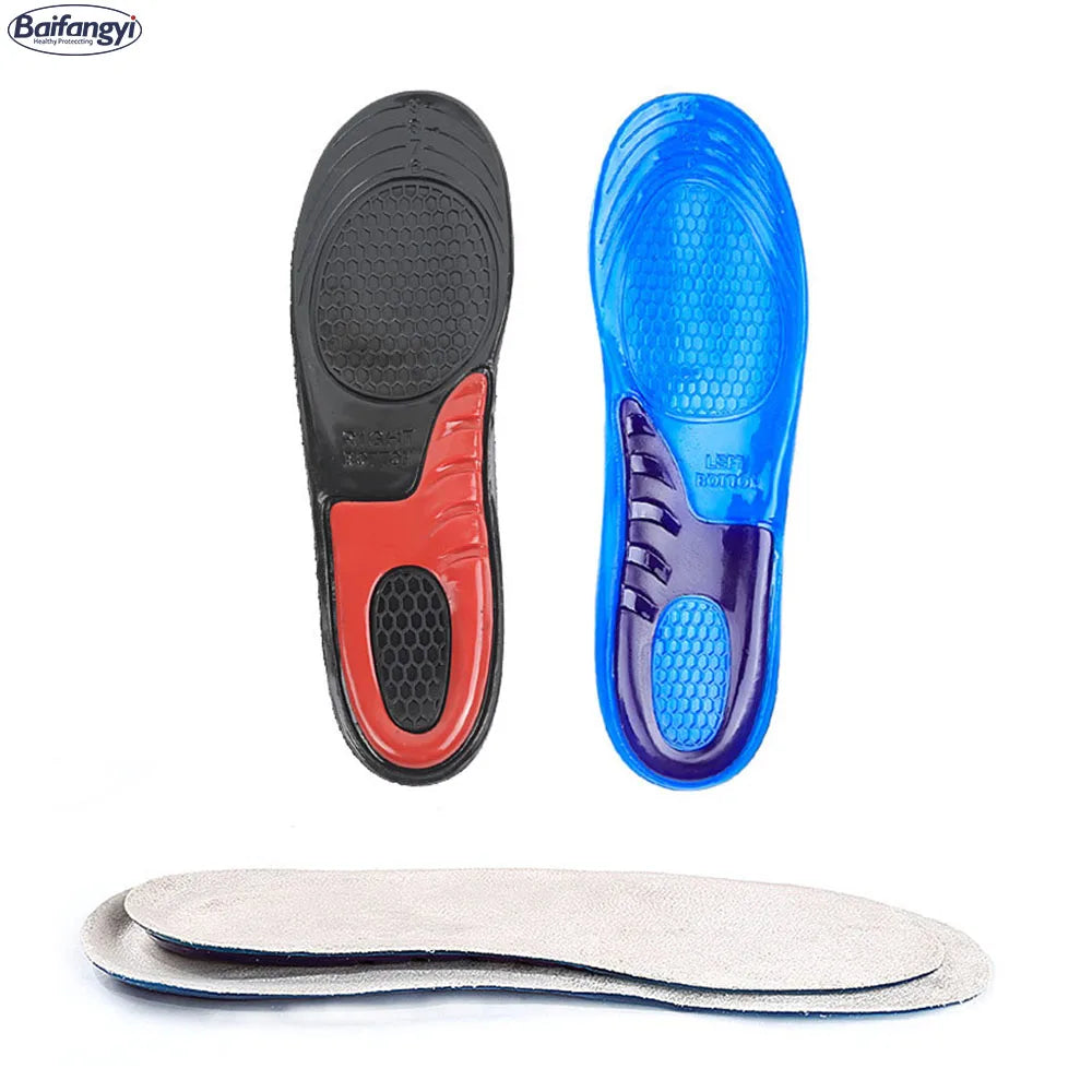 Two-Color Cuttable Shock-Absorbing Sports Gel Insoles Comfortable Warm Kids Insoles