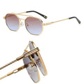 Wholesale Trendy Luxury Double Bridge Uv400 Double Bridge Metal Polygon Hexagon Sunglasses Metal for Men