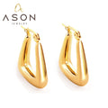 Ason New Minimalist Design Oval Hoop Earrings Wholesale 18k Gold Plated Stainless Steel Hoop Earrings