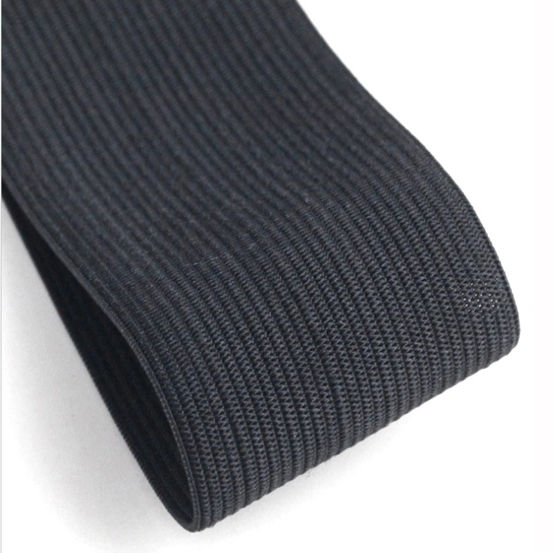 Crocheted Black Elastic Band in 2\" 3\" 4\" 5\" 6\" Sizes Embroidered Technique