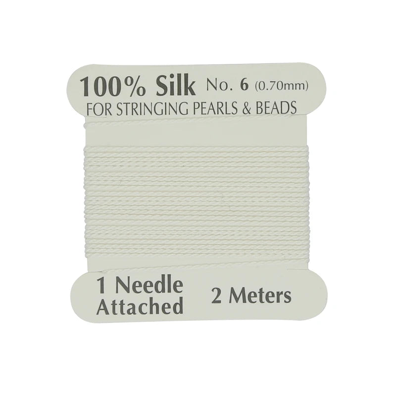 Hobbyworker 6# Wholesale Handmade 100% Natural Silk Cord Rope White Beaded for Jewelry