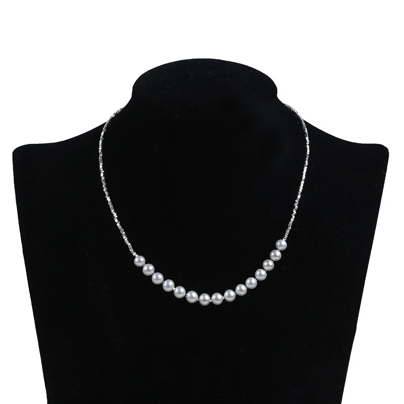 ZHUJI New Arrival Charms Natural Freshwater White Baroque Pearl AAA Grade 6-7mm Third Party Certified Necklace