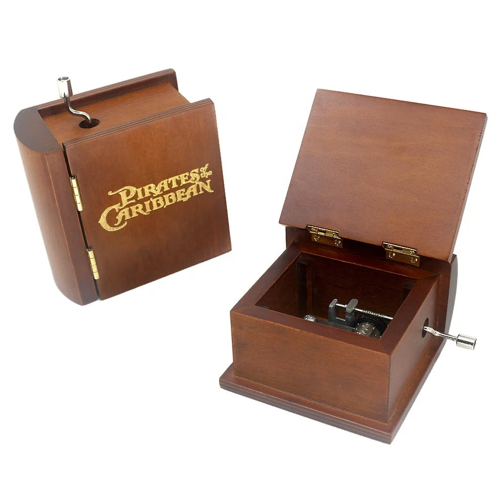 Wholesale Wooden Book Hand-cranked Music Box Solid Wood DIY Carving Custom Retro Creative Birthday Holiday Gift