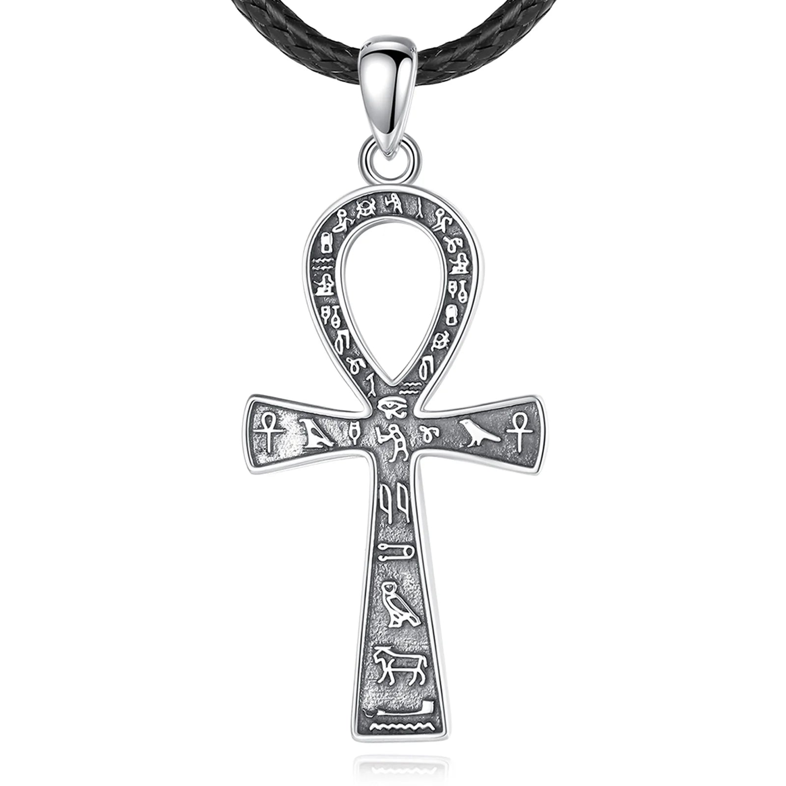Changda Ancient Egyptian Scarab Religious Woman Dainty Egyptian Ankh Cross Charm Pendant Necklace
