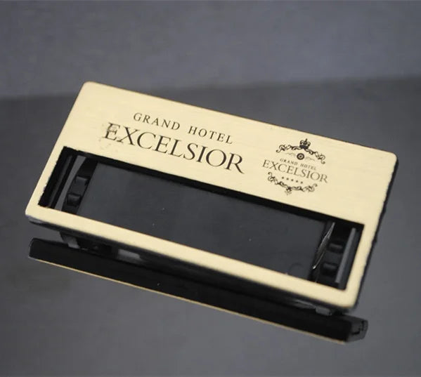 Best Quality Wholesale Custom Metal Name Badges-Aluminum Magnetic Staff Badges Sequins Custom Color for Hotels Companies Shops