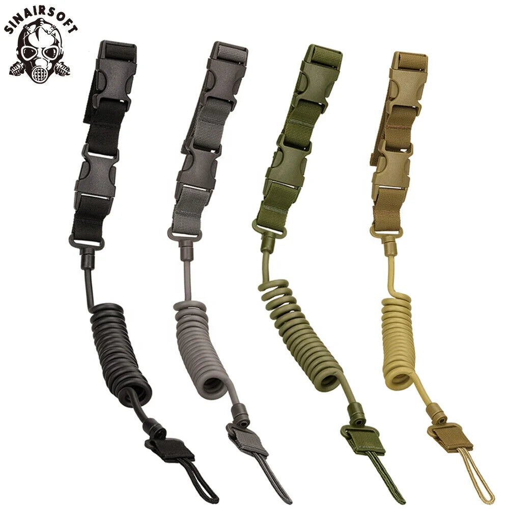 Anti Lost Equipment Swivel Secure Coiled Wire Elastic Strap Tactical Hunting Sling