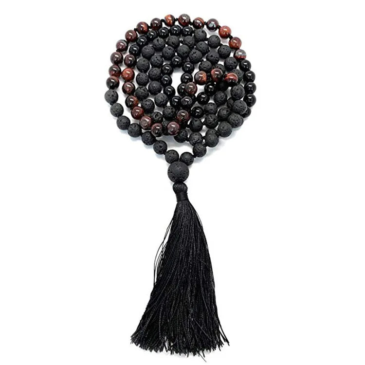 Bohemian Vintage Jade Tassel Long Bracelet with 108 Beads Religious Buddhism Style Engagement Jewelry for Women