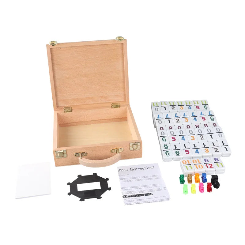 Beecomely Mexico Train Domino Game Set in Wooden Case with 91 Chips for Indoor/Outdoor Board Game Playing