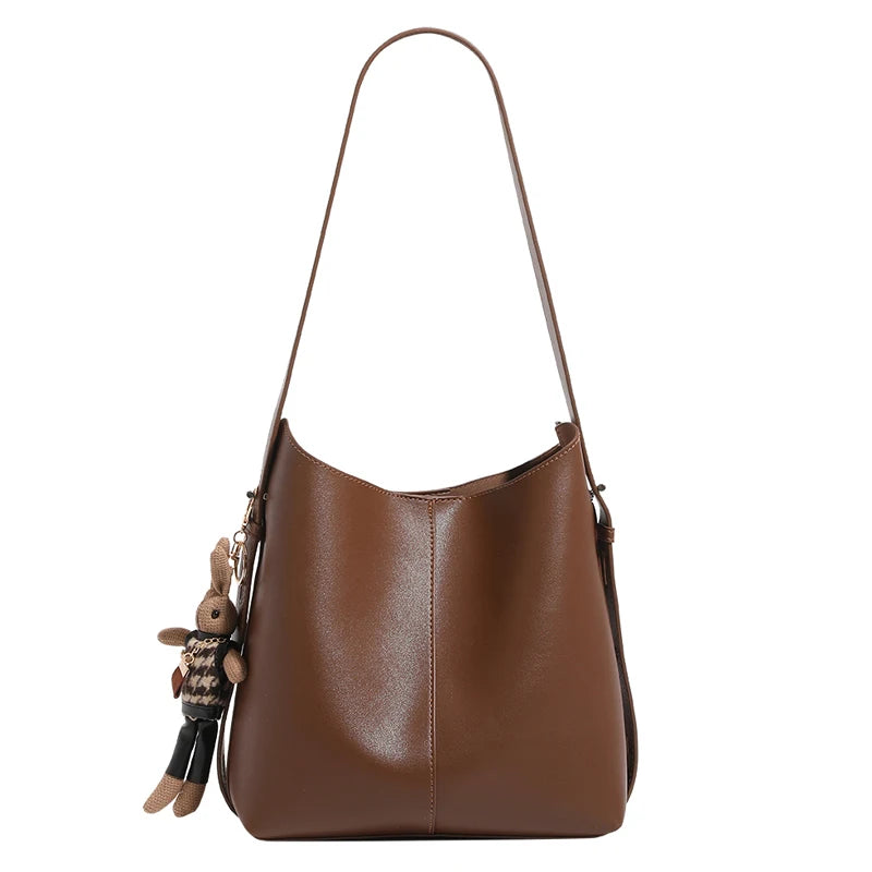 New Pu Leather Handbag Women's Fashion Single Bucket Bag Shoulder Luxury Bag Women's Crossbody Tote Bags