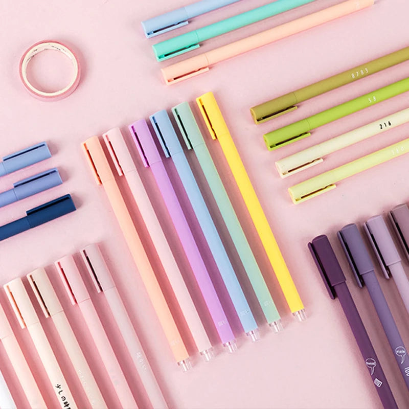 Cute Classic Korean Plastic Office School Student Block Gel Pens Set Stationery Supplies  0.5mm Black Ink  6pcs/box