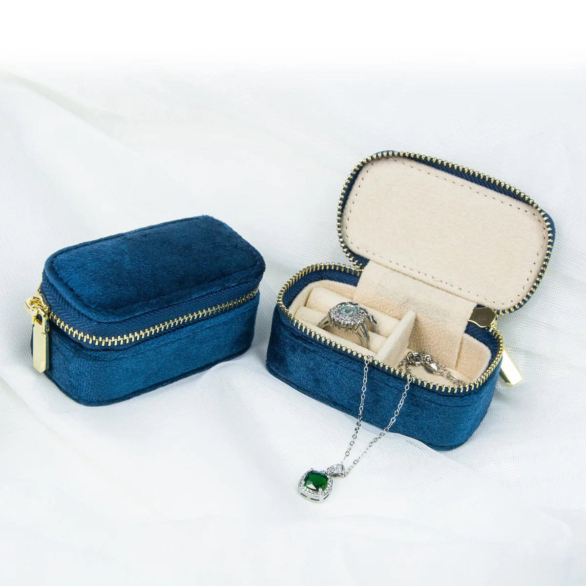 FORTE Good Price Portable Travel Ring Necklace Earrings Bracelet Diamond Rings Mini Big Pack Zipper Jewelry Box