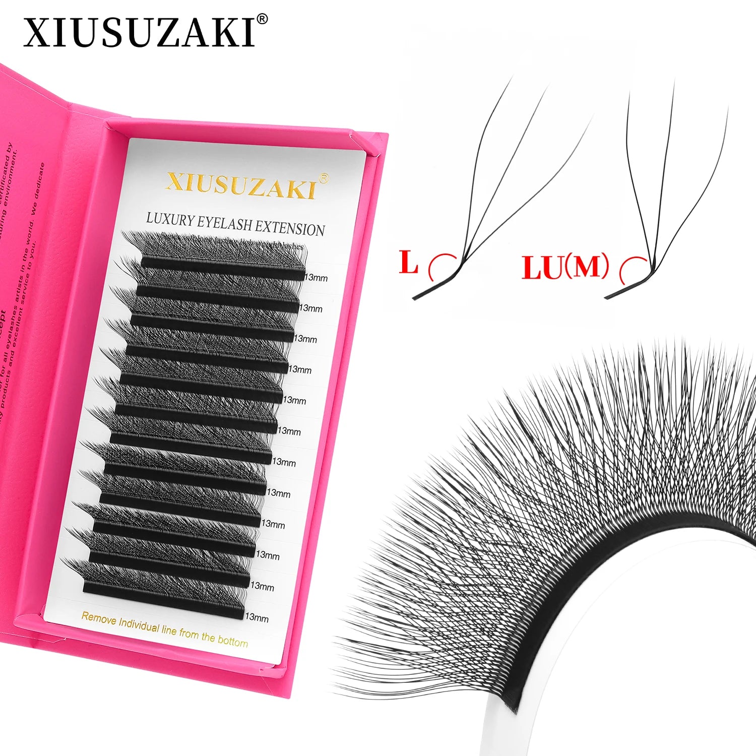 XIUSUZAKI Private Label Eyelash Extensions L LU M LC Curl Weaving Effect W3D Paper Box Cashmere Lash 3D W Shape Lash Extensions