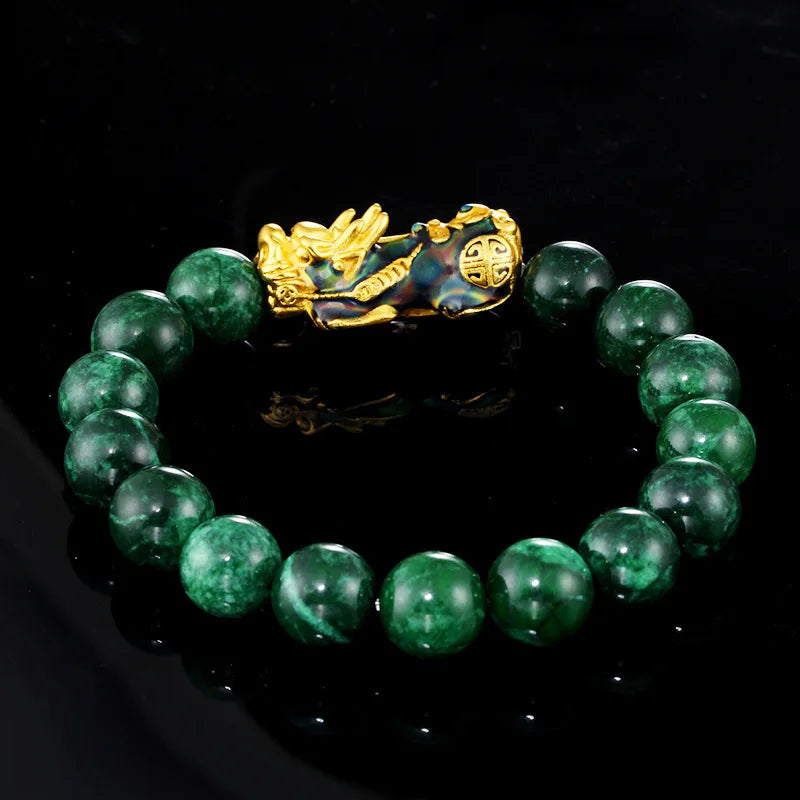 Chinese Feng Shui Alloy Polished Shiny Tennis Bracelet Pixiu Good Luck Bead Men Women Dragon Amulet Pi Yao Attract Wealth Money